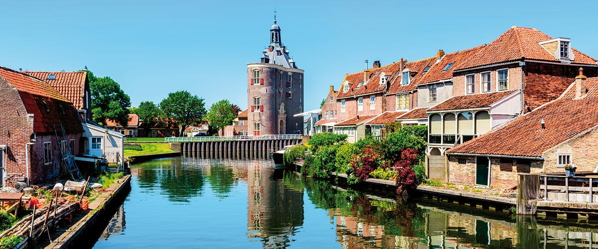 A view down a canal in Enkhuizen, Netherlands